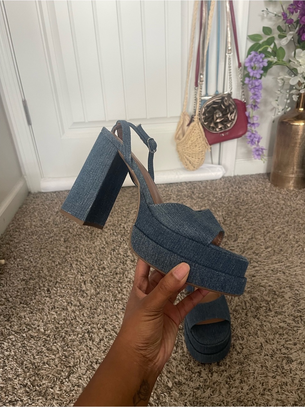 Wild Fable Denim Platform Chunky Heels